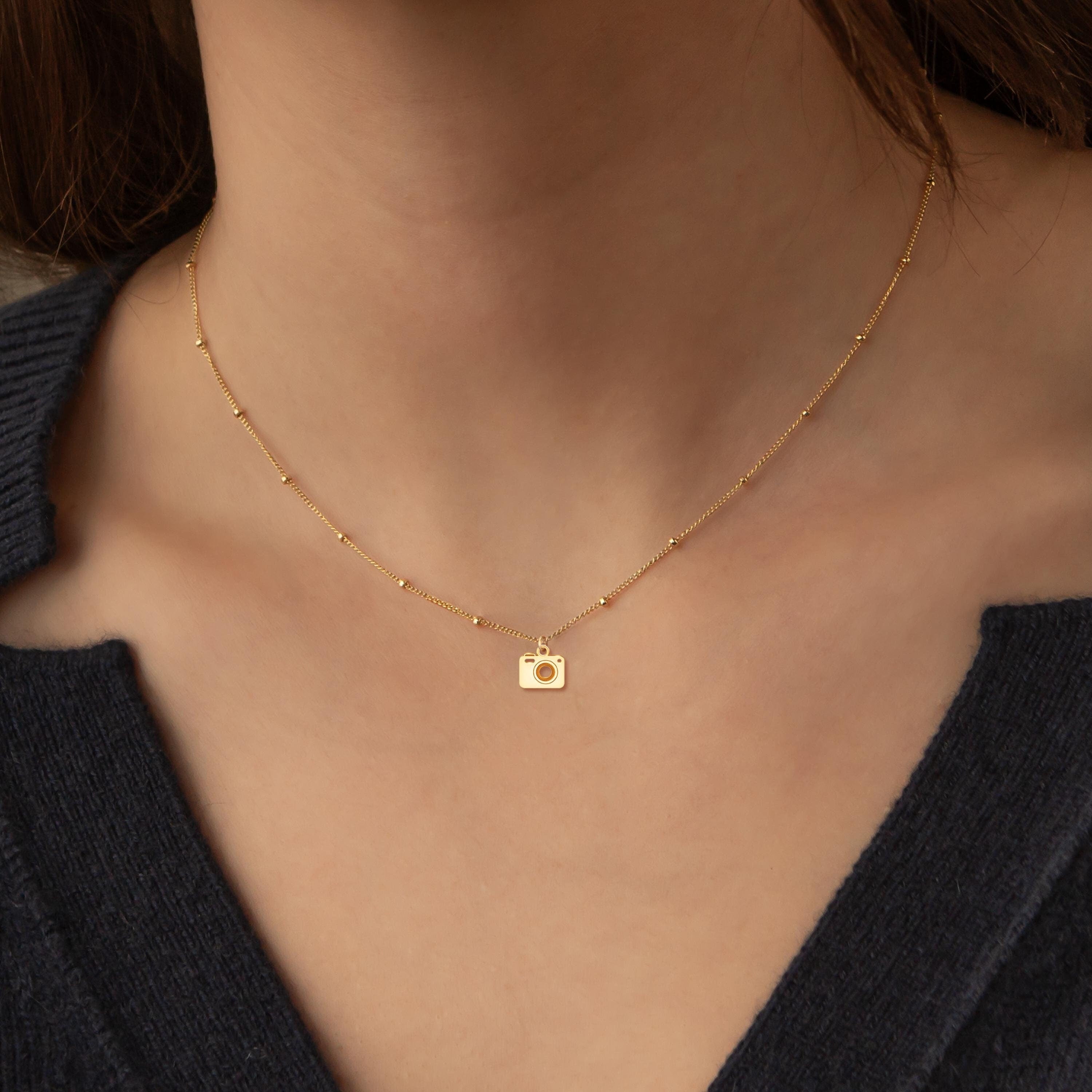Camera Pendant Beady Necklace