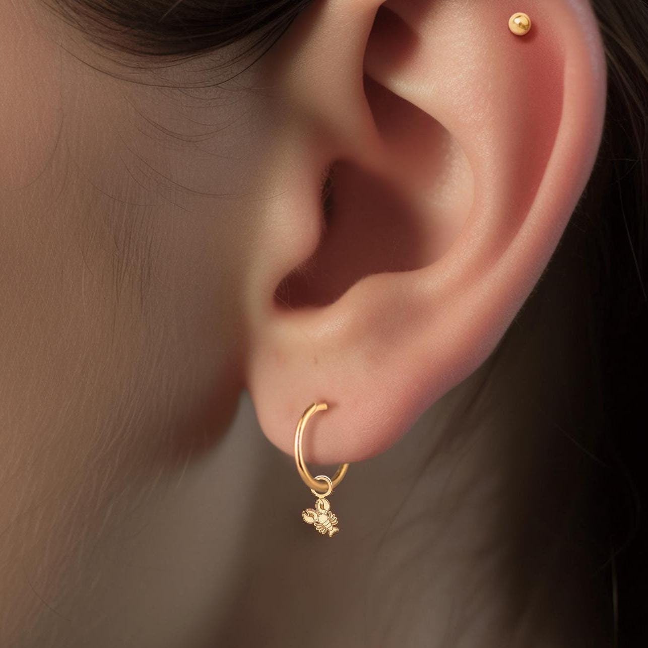 Lobster Charm Huggie Earrings