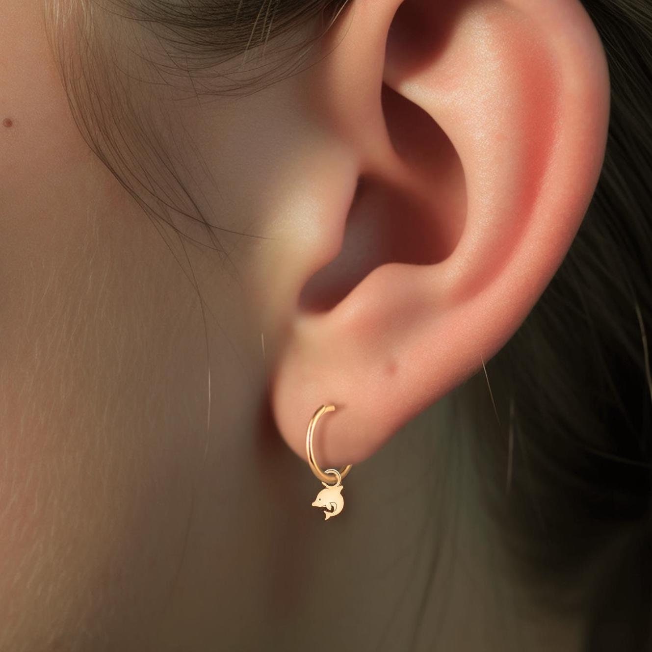 Dolphin Huggie Hoop Earrings
