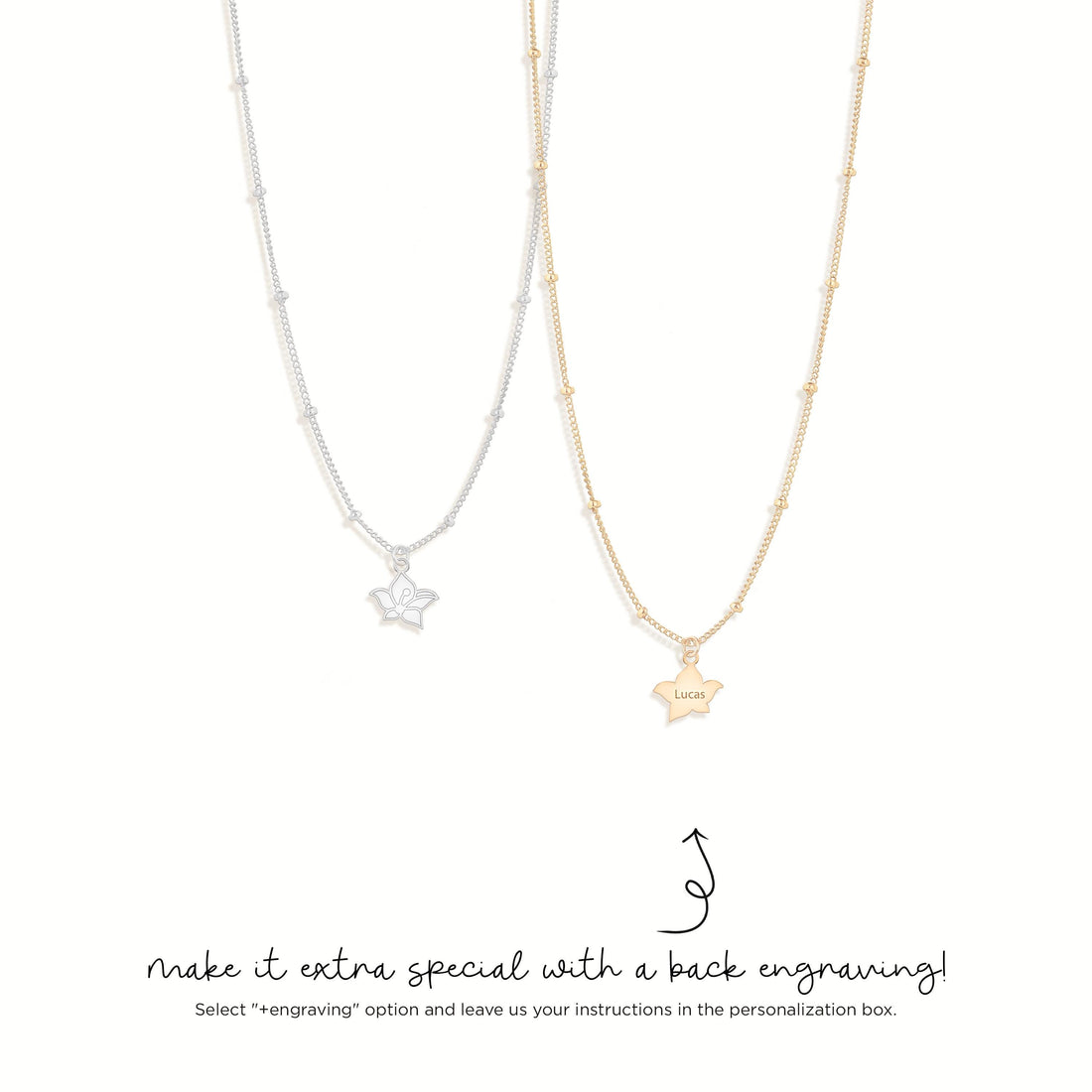 Orchid Pendant Beady Necklace
