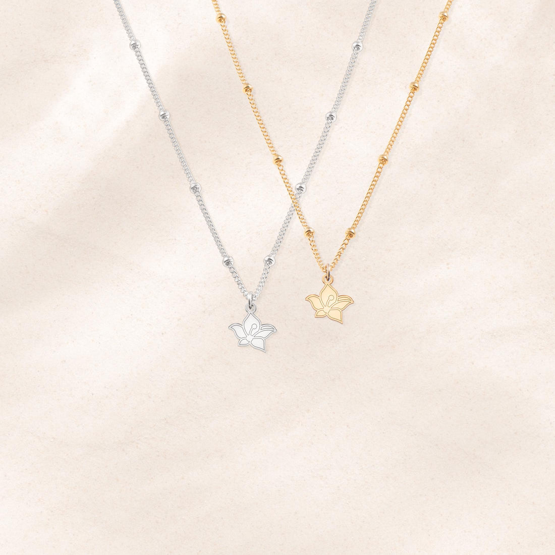 Orchid Pendant Beady Necklace