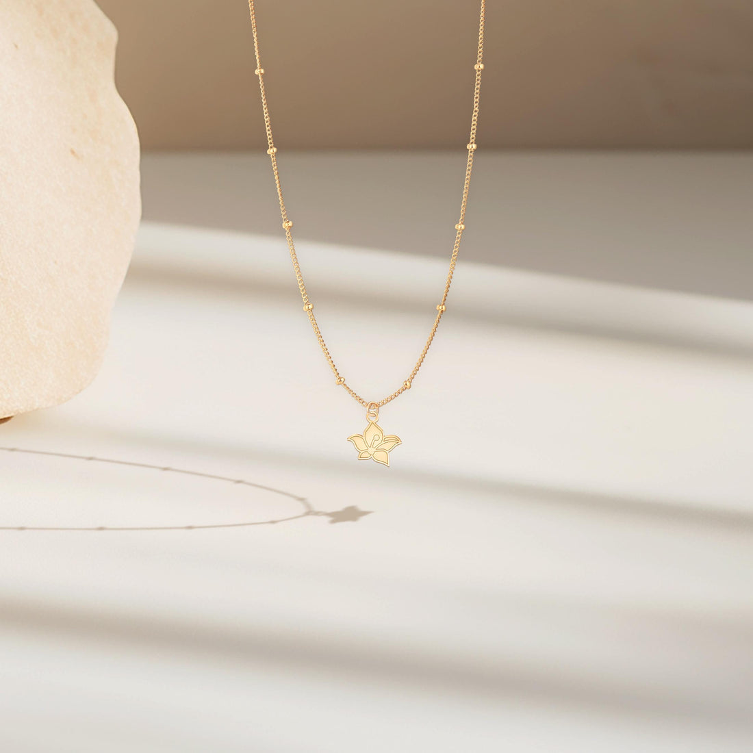 Orchid Pendant Beady Necklace