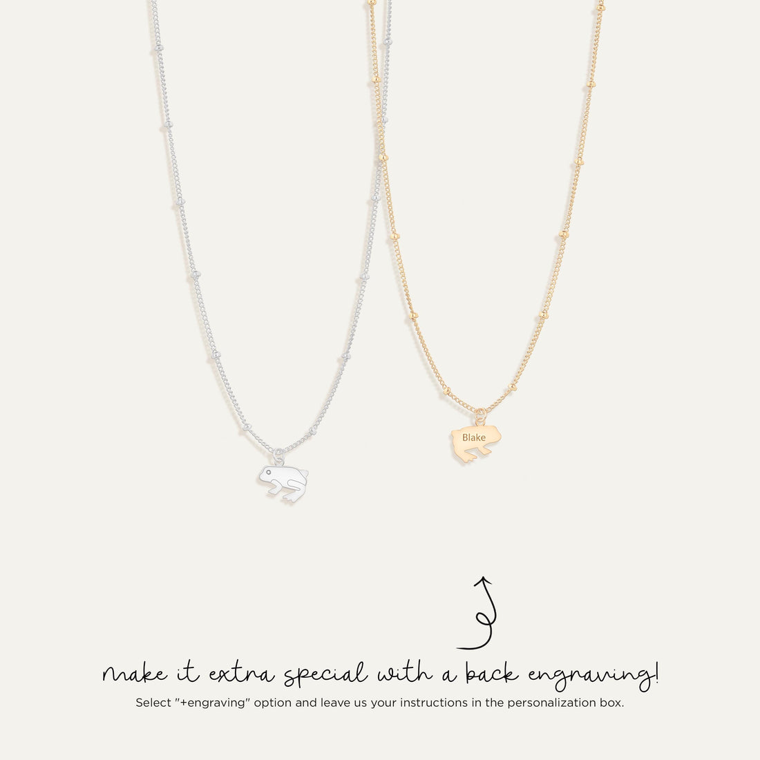 Frog Cable Pendant Beady Necklace