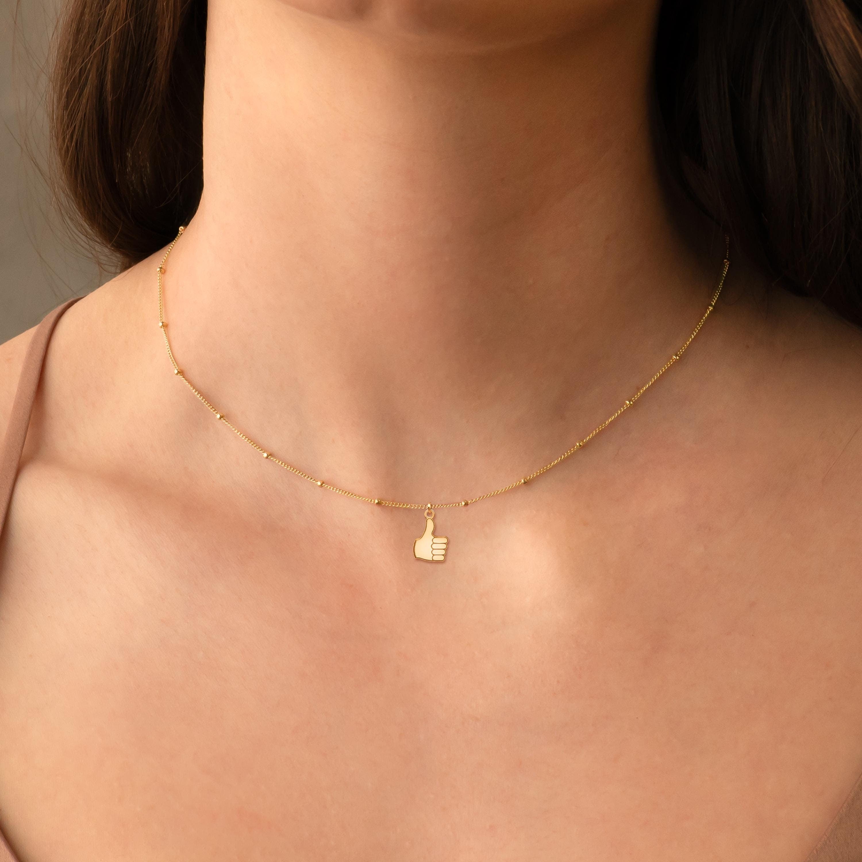 Thumbs Up Pendant Beady Necklace