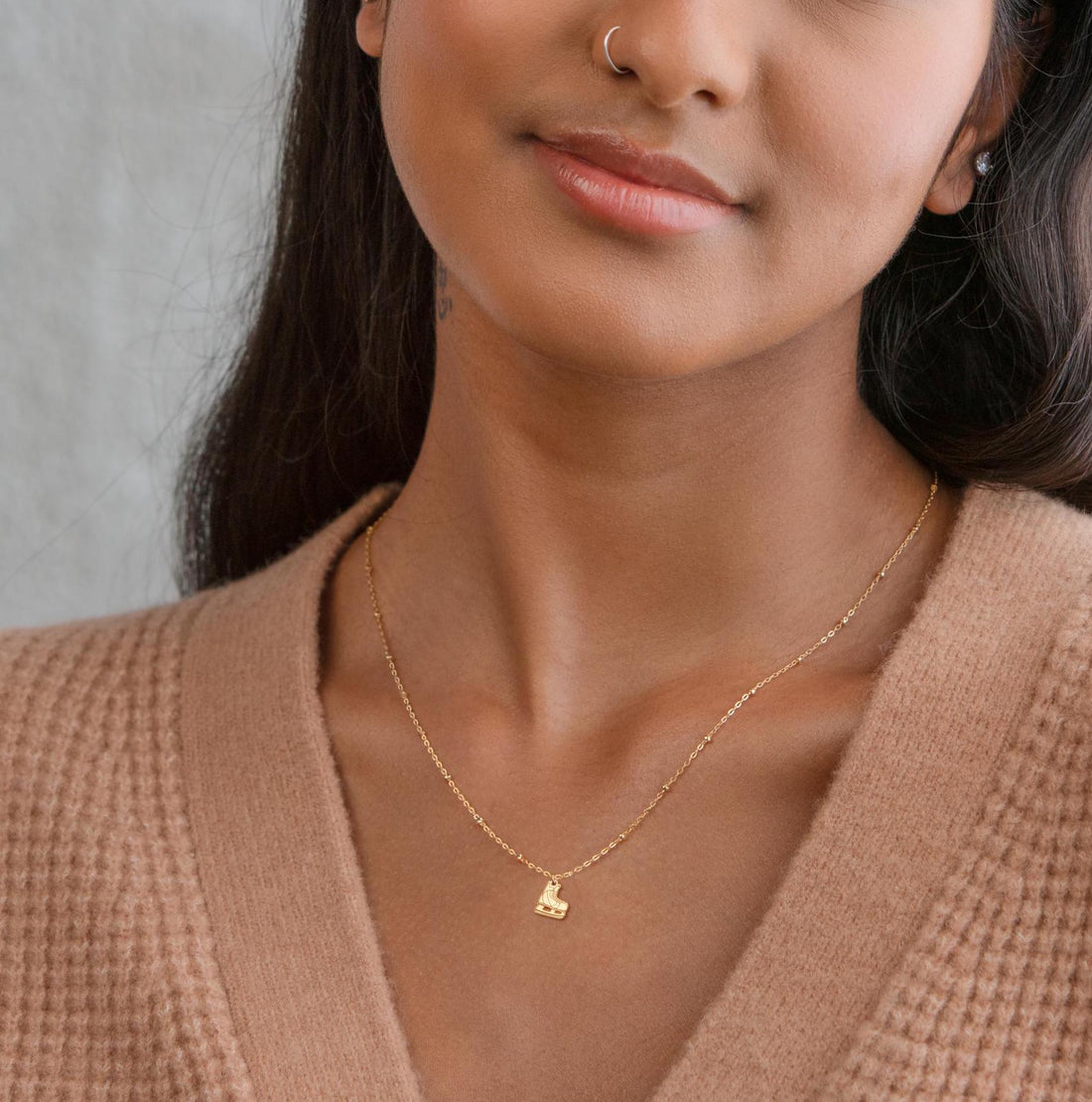 Hockey Skate Charm Beady Necklace