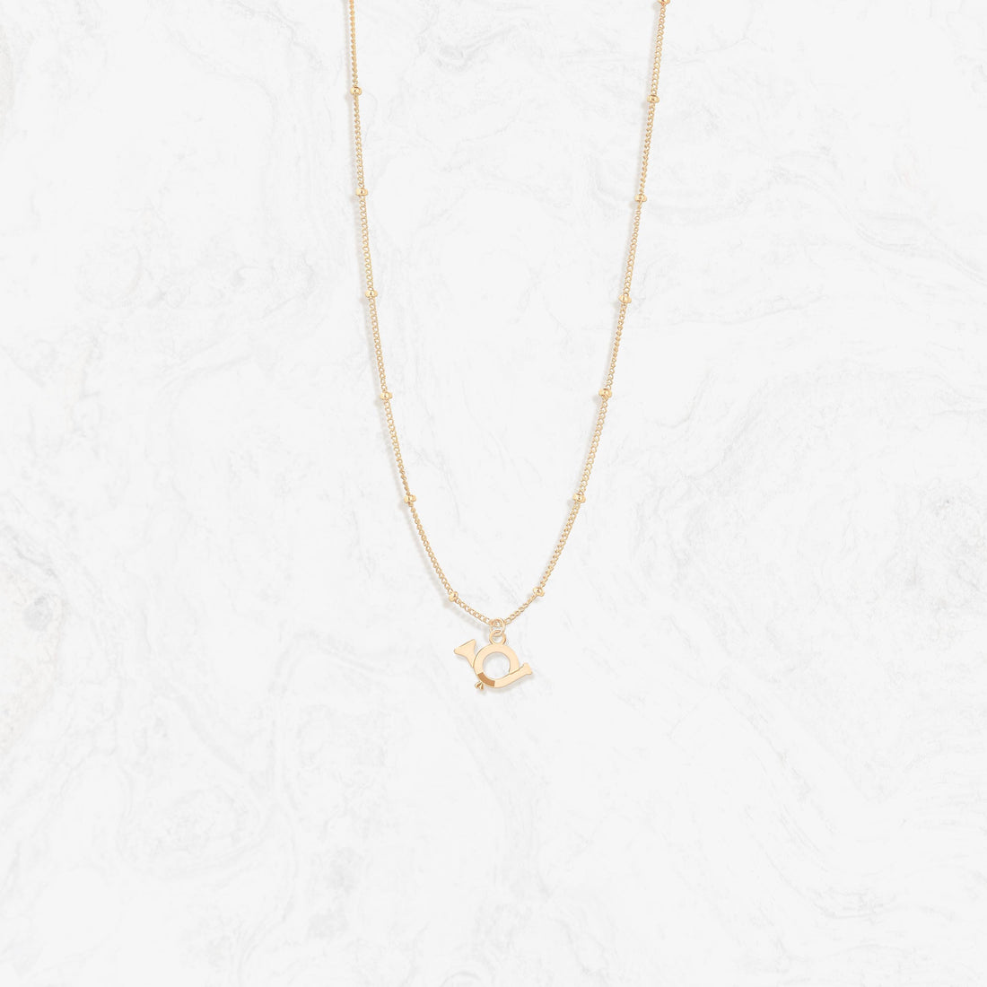 French Horn Pendant Beady Necklace