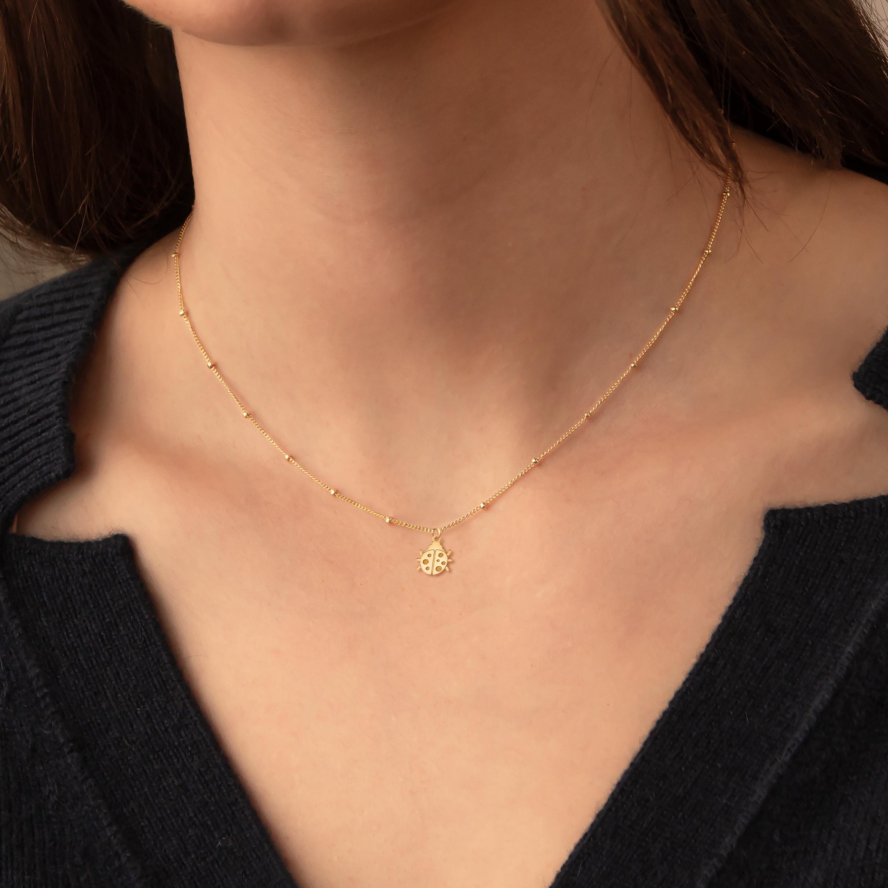 Ladybug Beady Pendant Beady Necklace