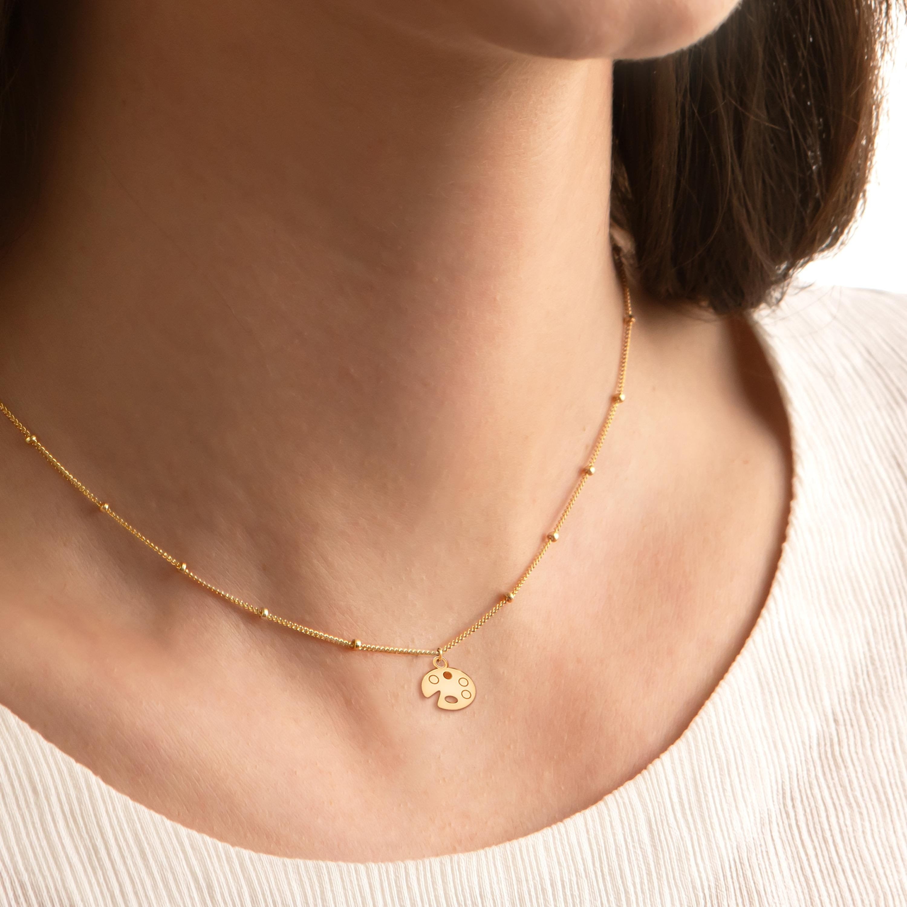 Paint Palette Pendant Beady Necklace