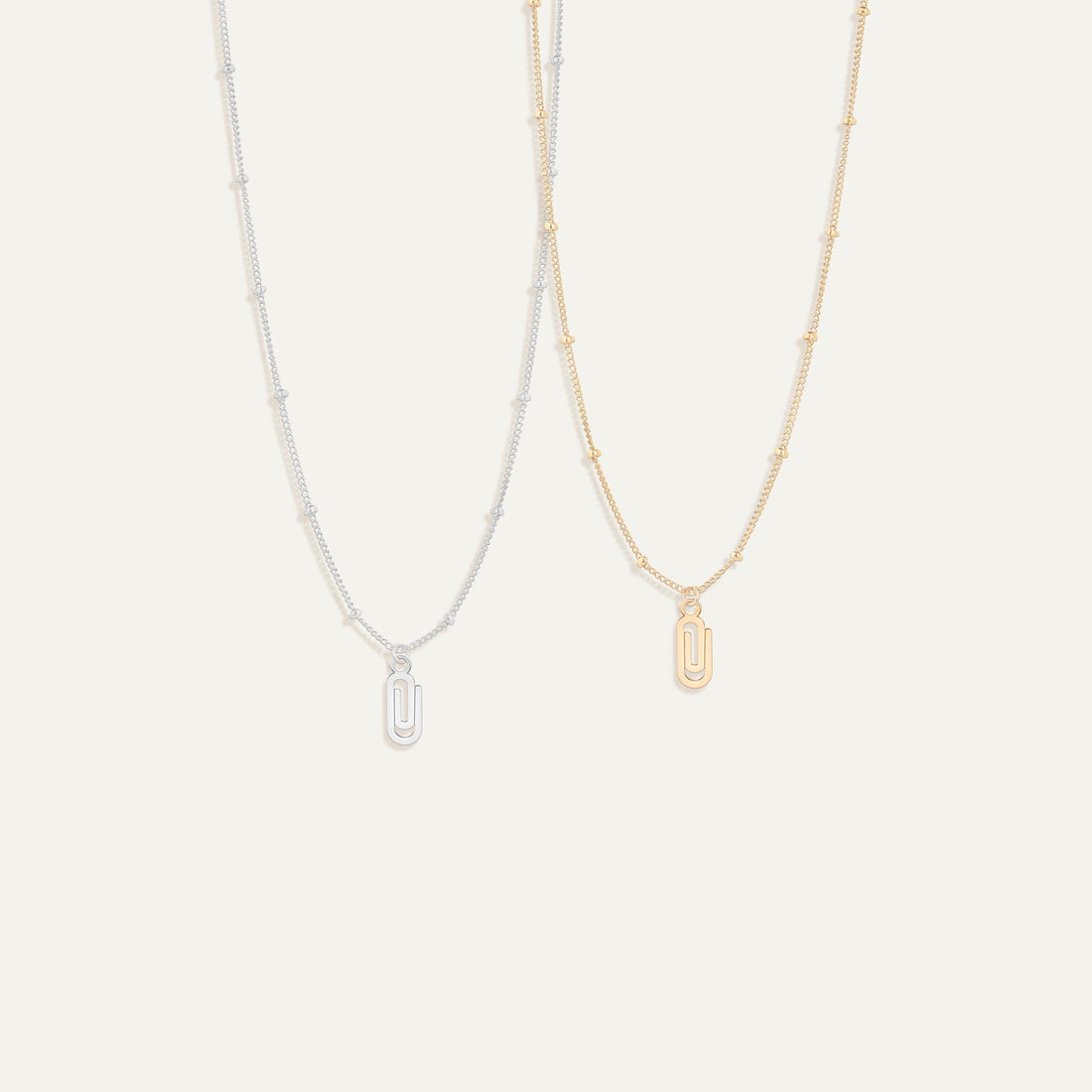 Paperclip Pendant Beady Necklace