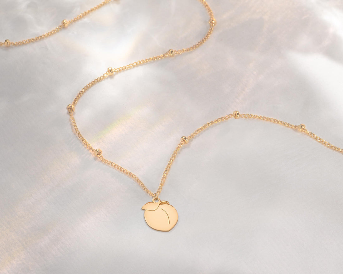 Peach Pendant Beady Necklace