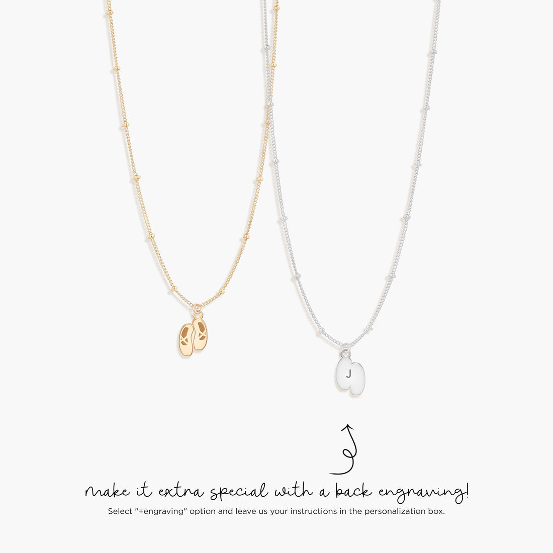 Ballerina Shoes Charm Beady Necklace