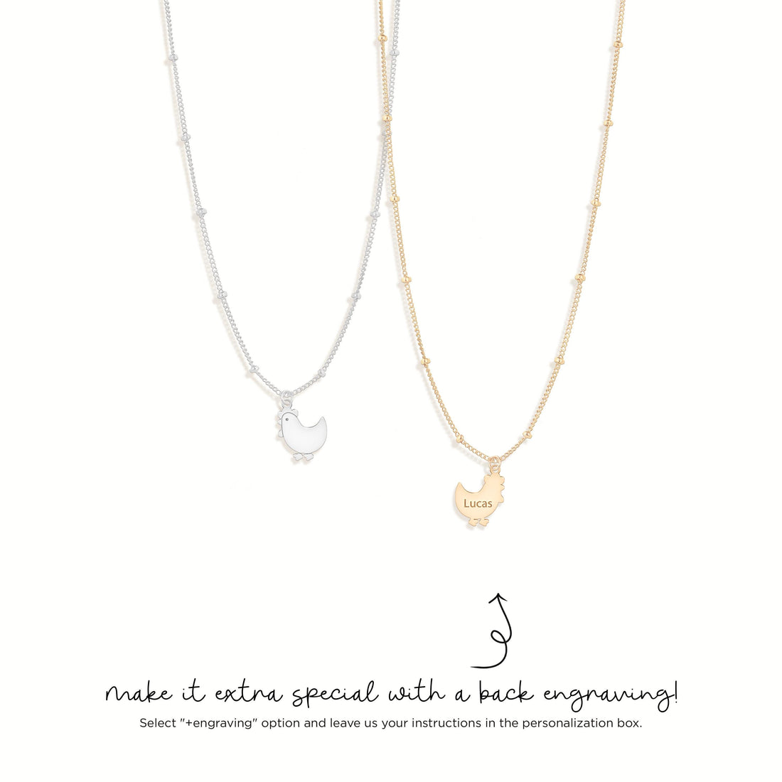 Chicken Pendant Beady Necklace