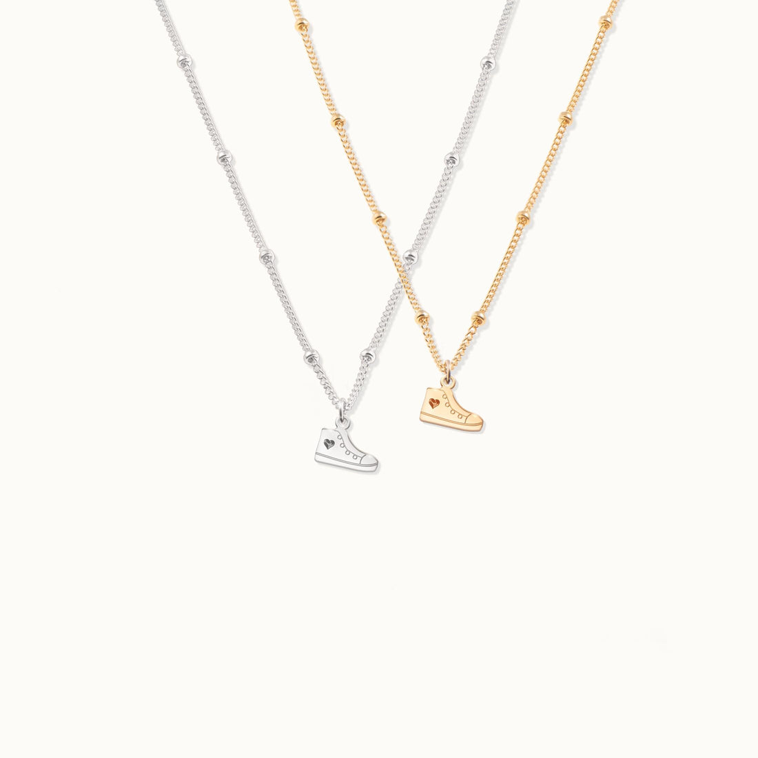Converse Hearted Shoe Pendant Beady Necklace