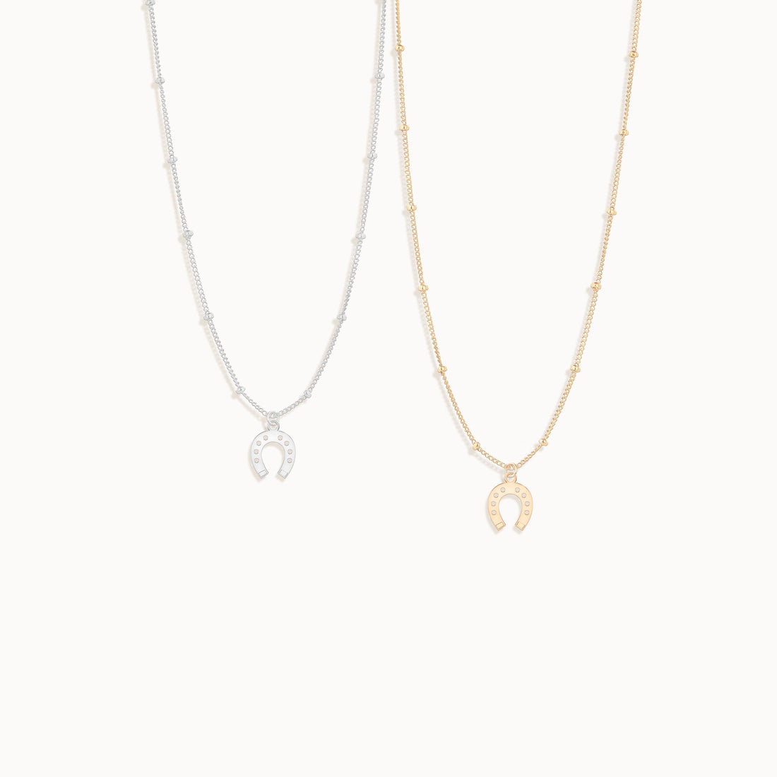 Horseshoe Pendant Beady Necklace