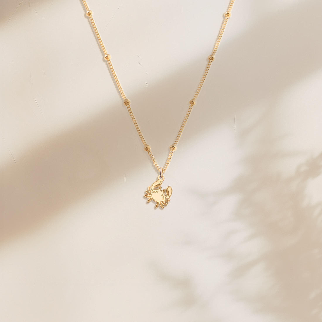 Crab Charm Pendant Beady Necklace