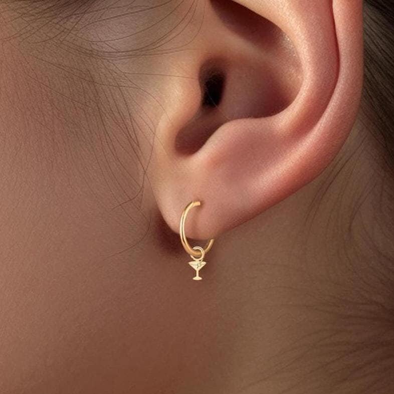 Martini Glass Hoop Earrings