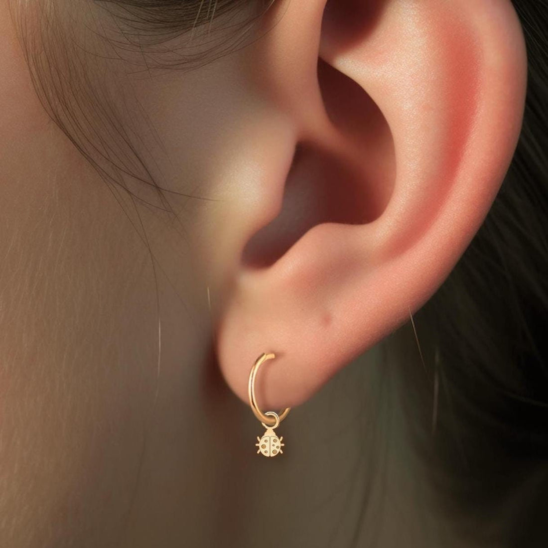 Ladybug Huggie Hoop Earrings