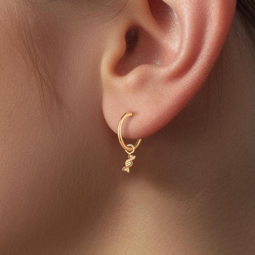 DNA Strand Huggie Earrings