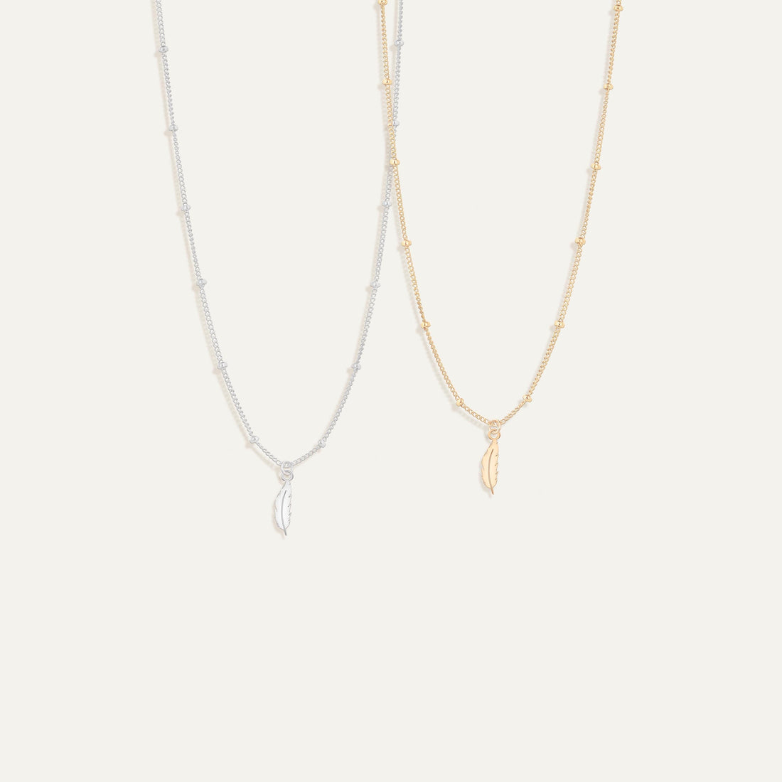 Feather Pendant Beady Necklace