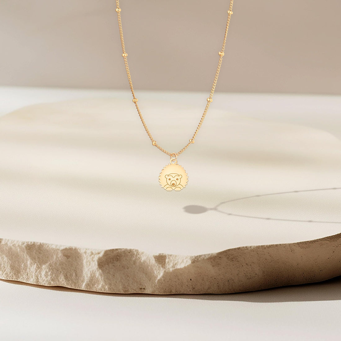 Hedgehog Rounded Pendant Beady Necklace