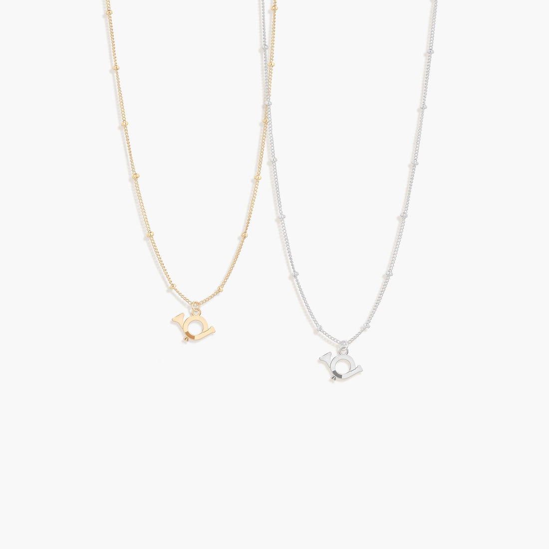 French Horn Pendant Beady Necklace