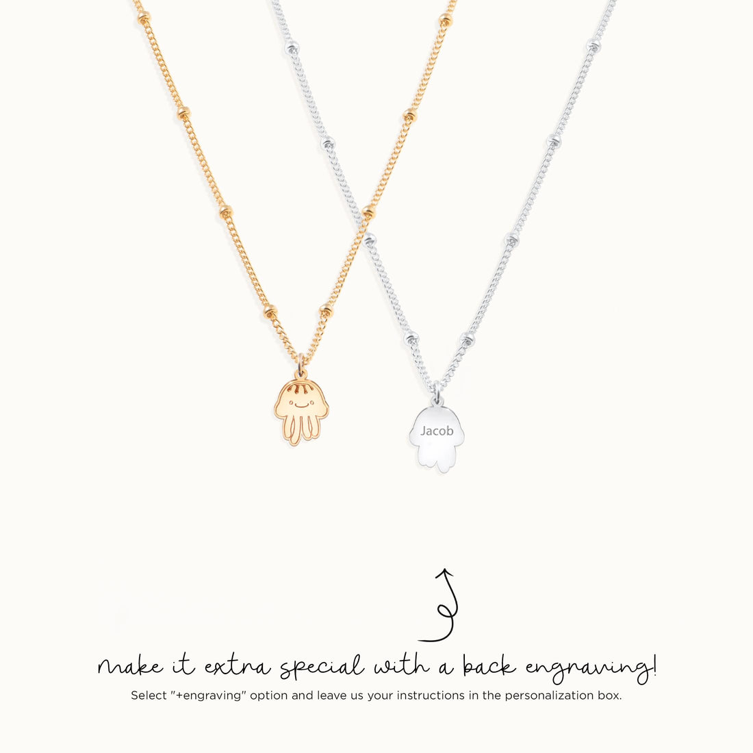 Jellyfish Pendant Beady Necklace