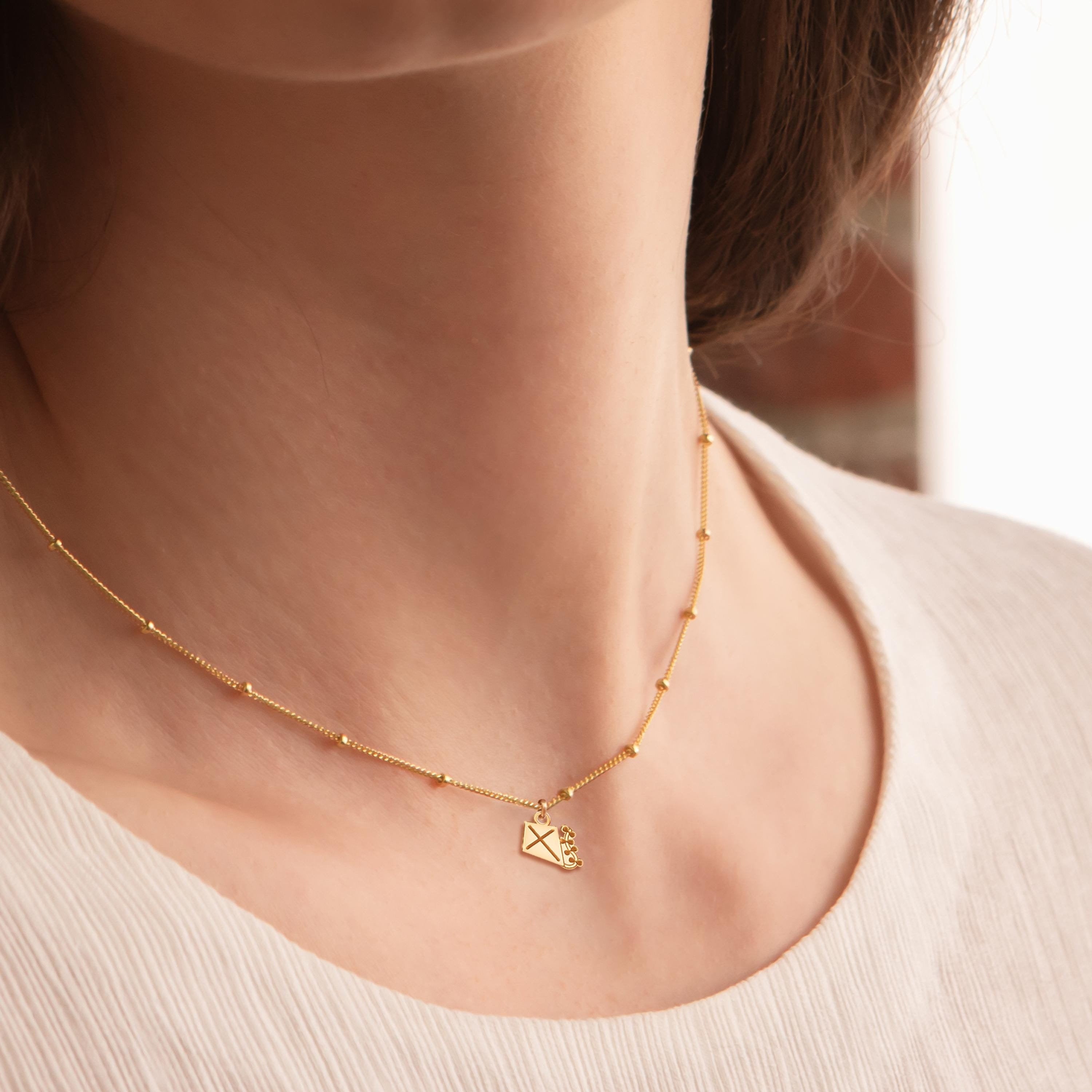 Kite Charm Satellite Beady Necklace