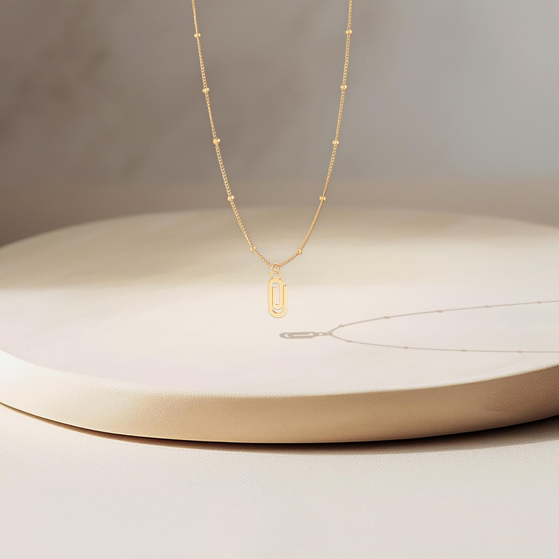 Paperclip Pendant Beady Necklace