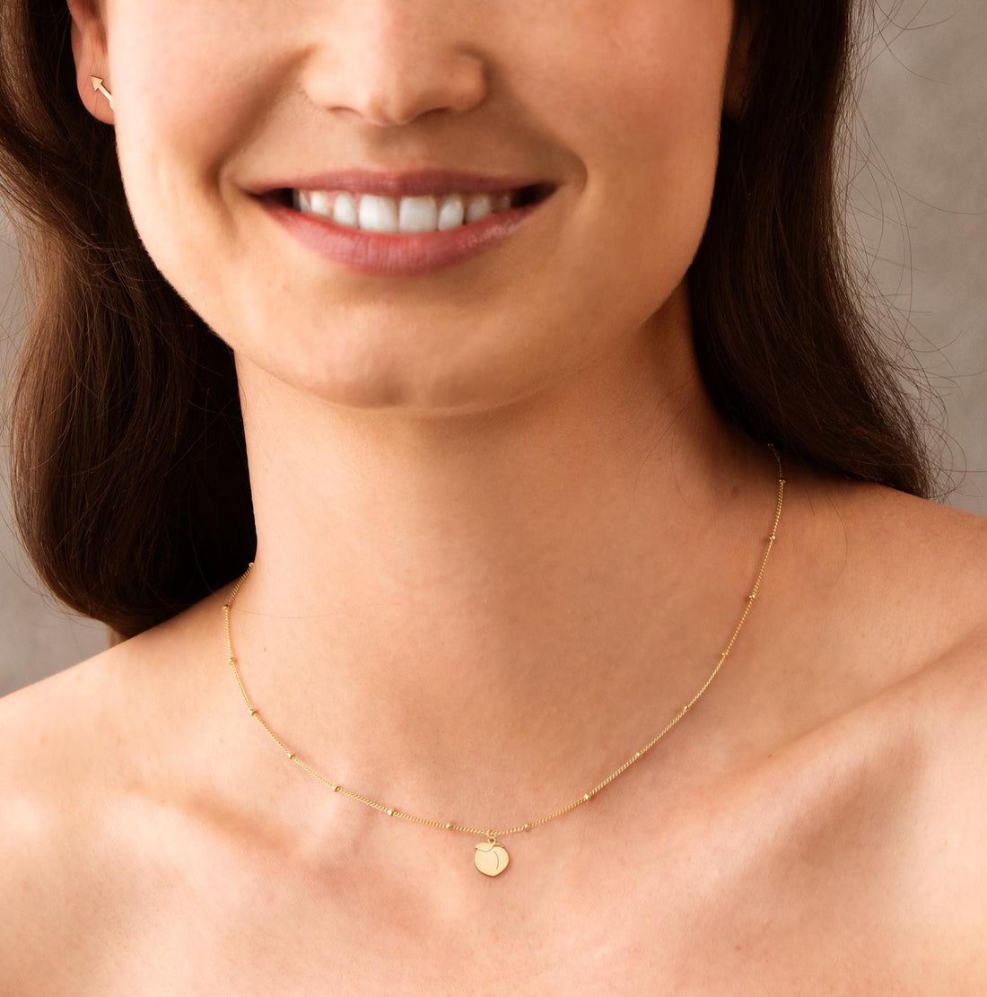 Peach Pendant Beady Necklace