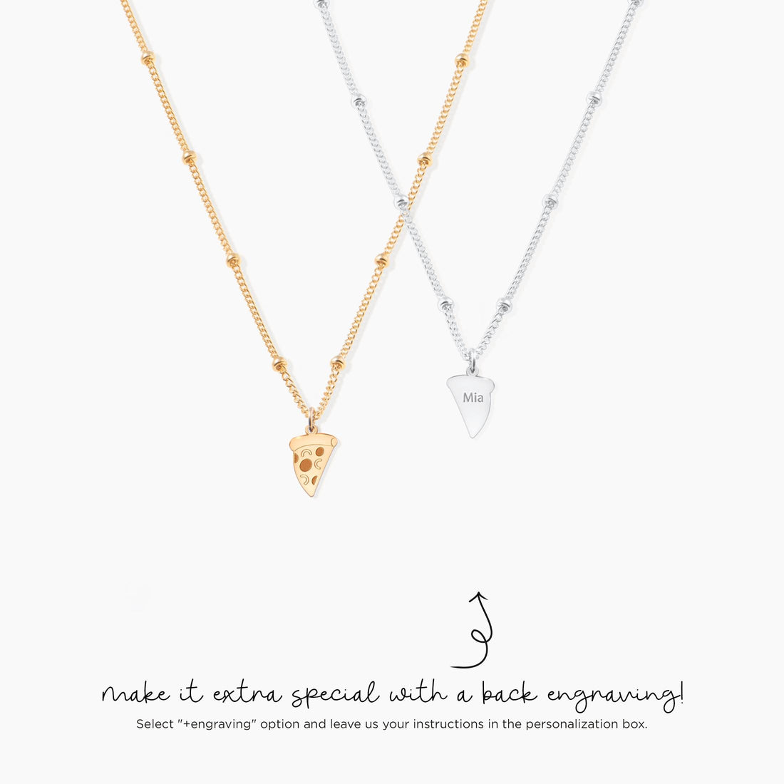 Pizza Slice Pendant Beady Necklace