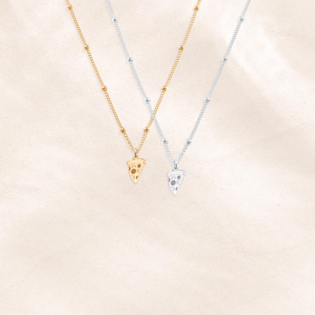 Pizza Slice Pendant Beady Necklace