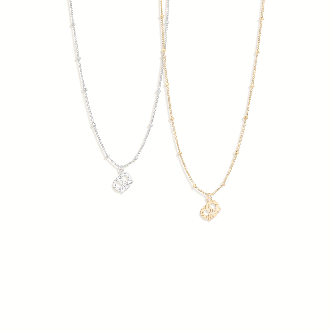 Pretzel Charm Pendant Beady Necklace