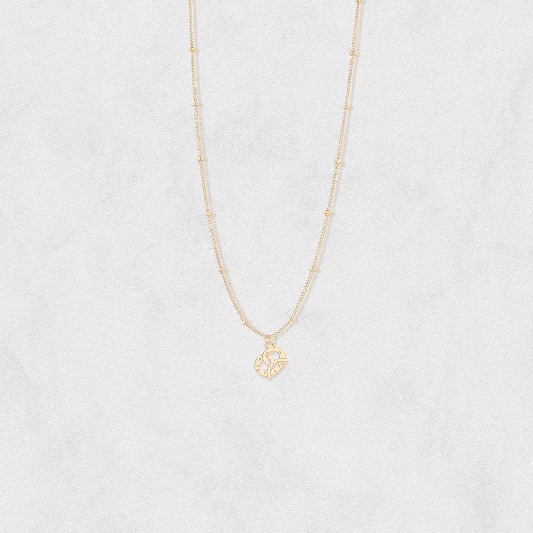 Pretzel Charm Pendant Beady Necklace