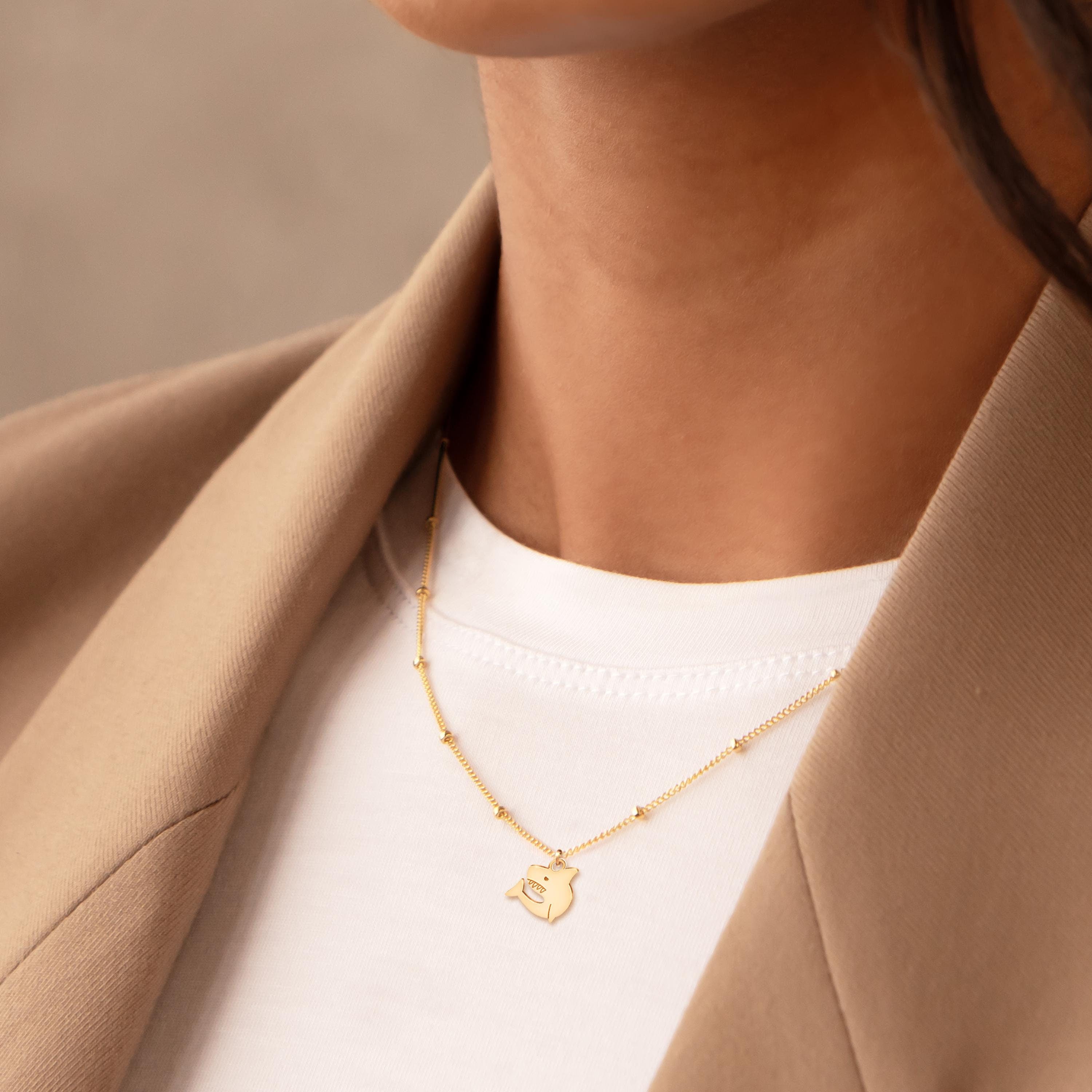Shark Beady Pendant Beady Necklace