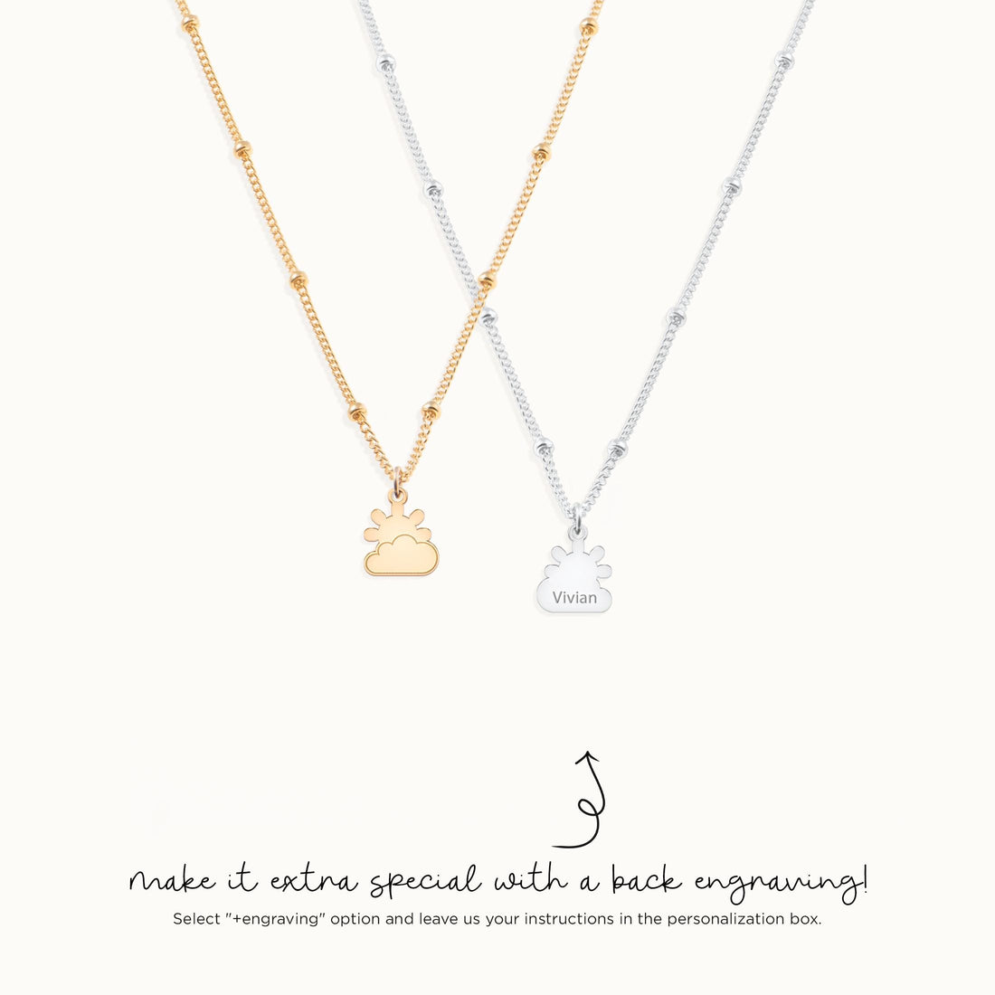 Sun and Cloud Charm Necklace