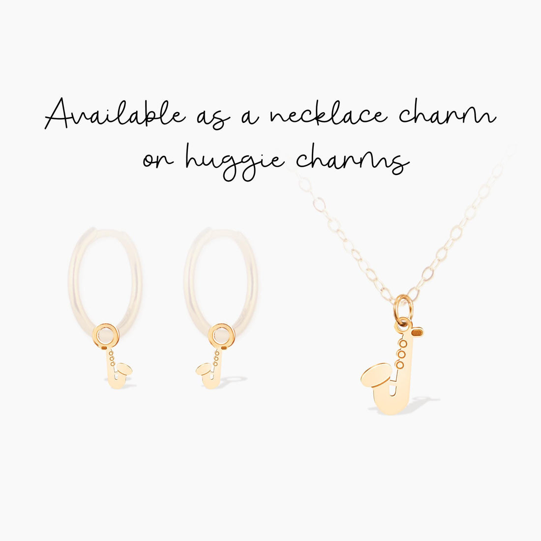 Gold Saxophone Charm Pendant