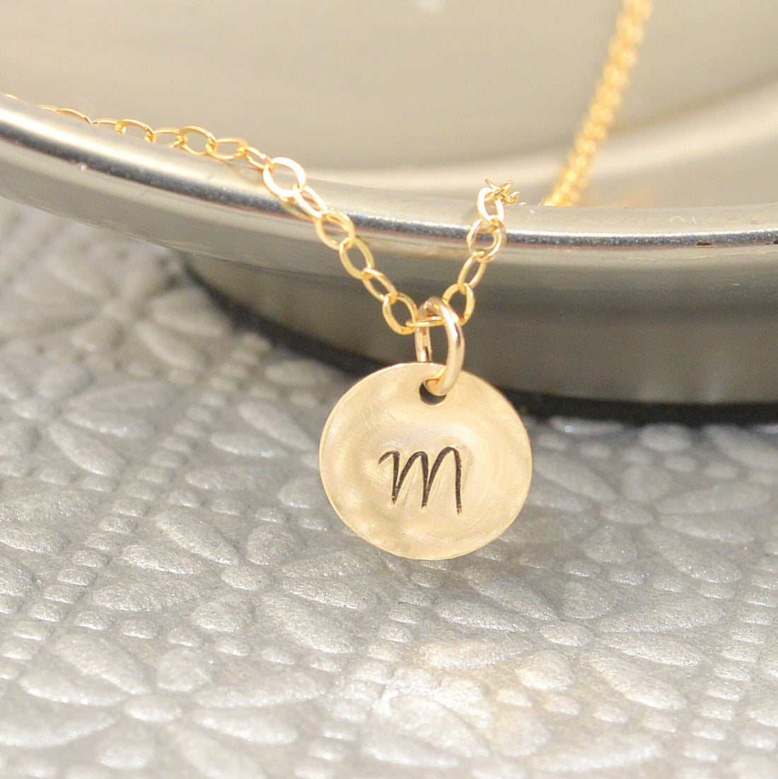 Hammered Disc Pendant Necklace