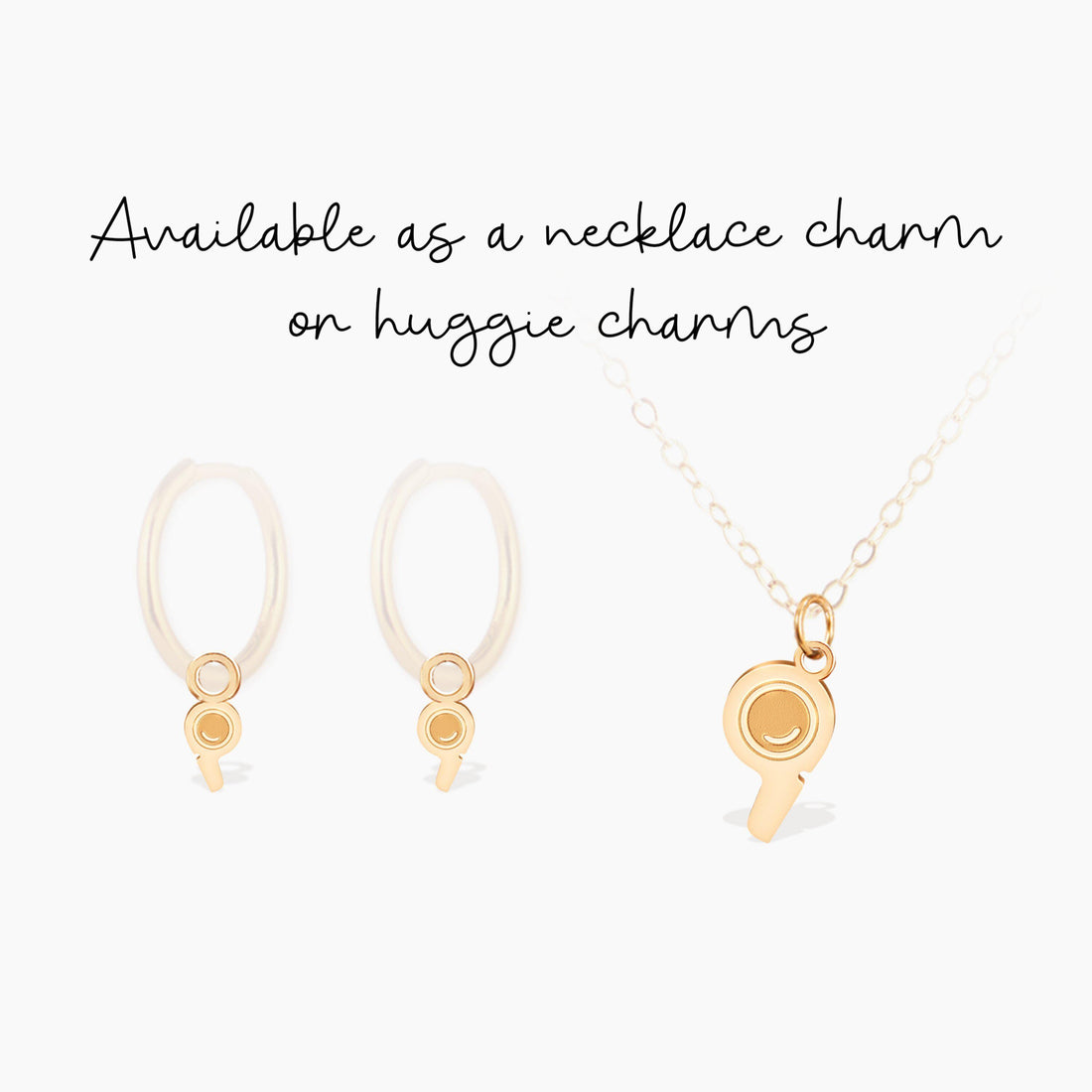 Gold Whistle Charm Pendant