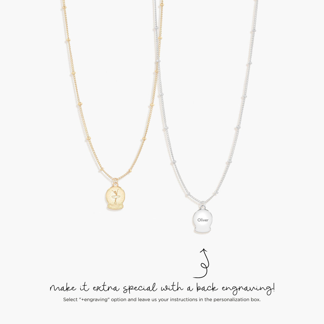 Ballerina Snow Globe Beady Necklace