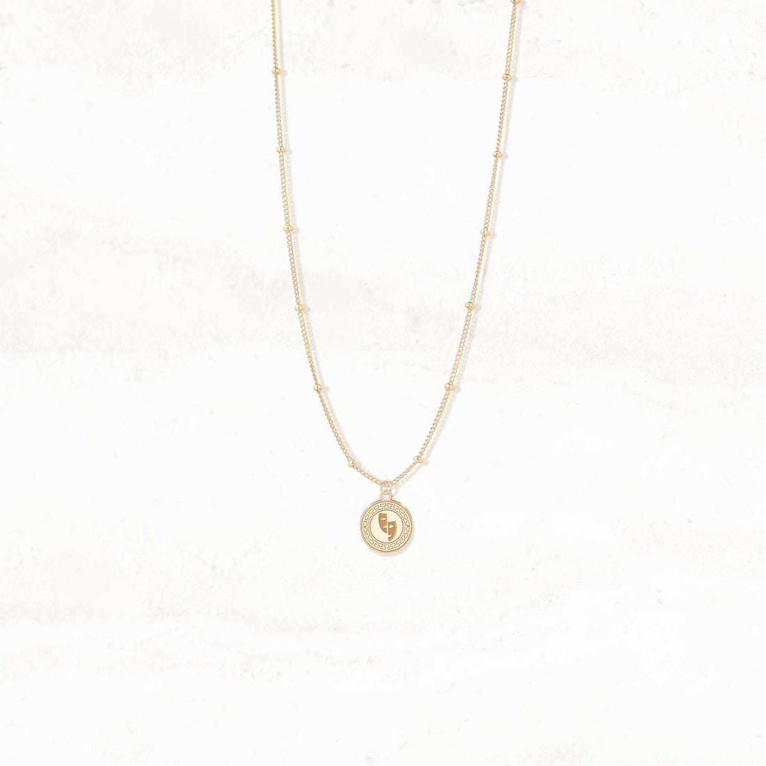 Greek Key Coin Beady Necklace
