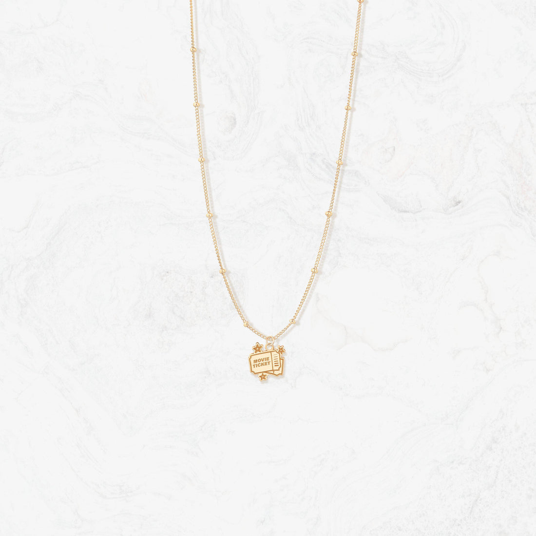 Movie Ticket Pendant Beady Necklace