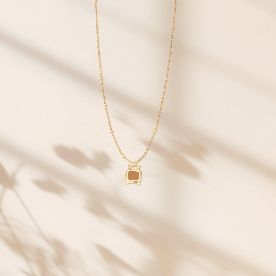 Retro TV Pendant Beady Necklace