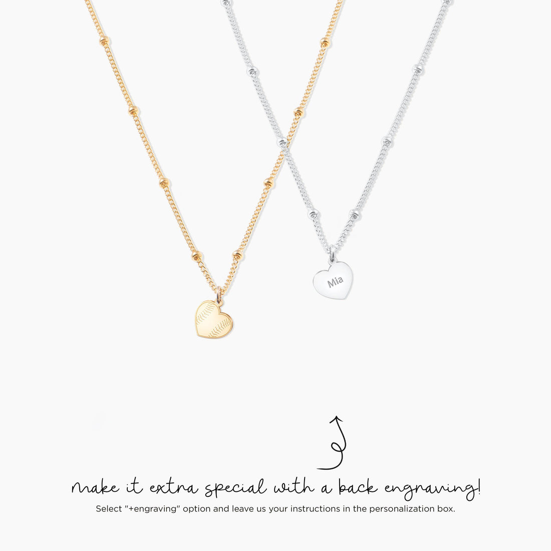 Baseball Heart Beady Necklace