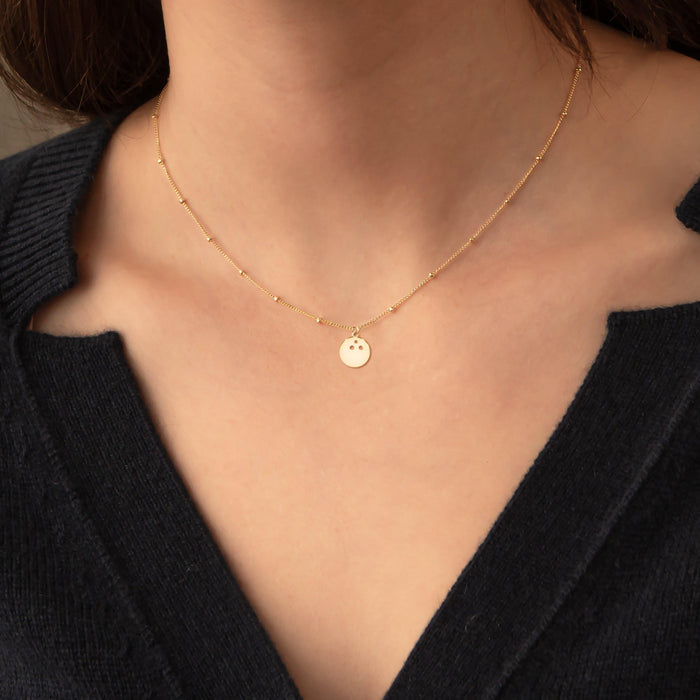 Retro Bowling Strike Charm Necklace