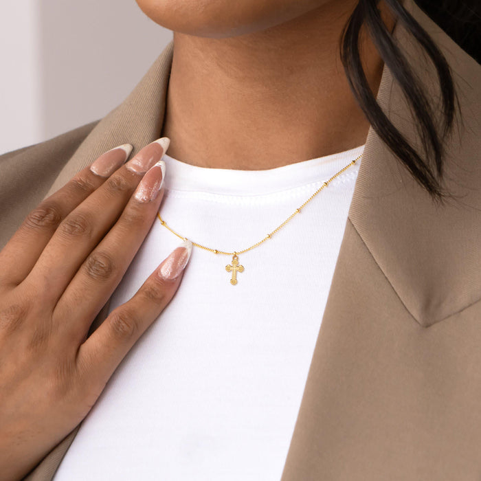 Saviour Cross Charm Necklace