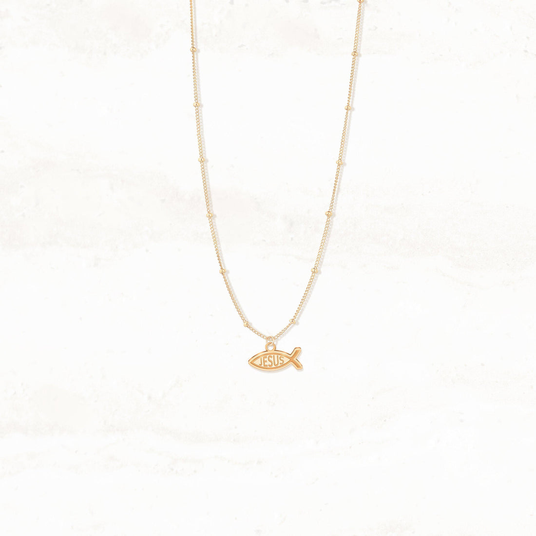 Jesus Fish Left Beady Necklace