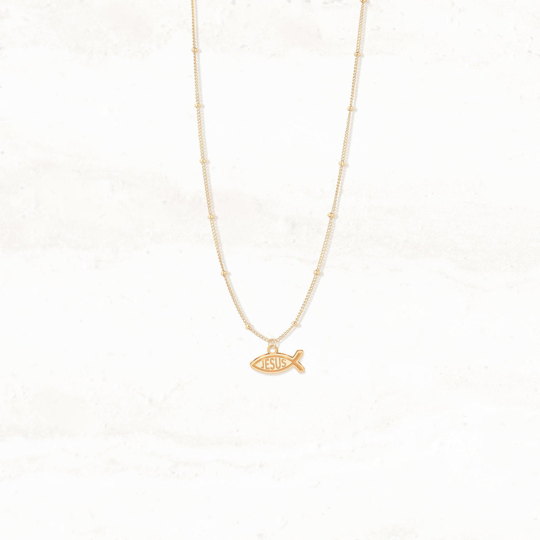 Ichthys Jesus Fish Charm Necklace