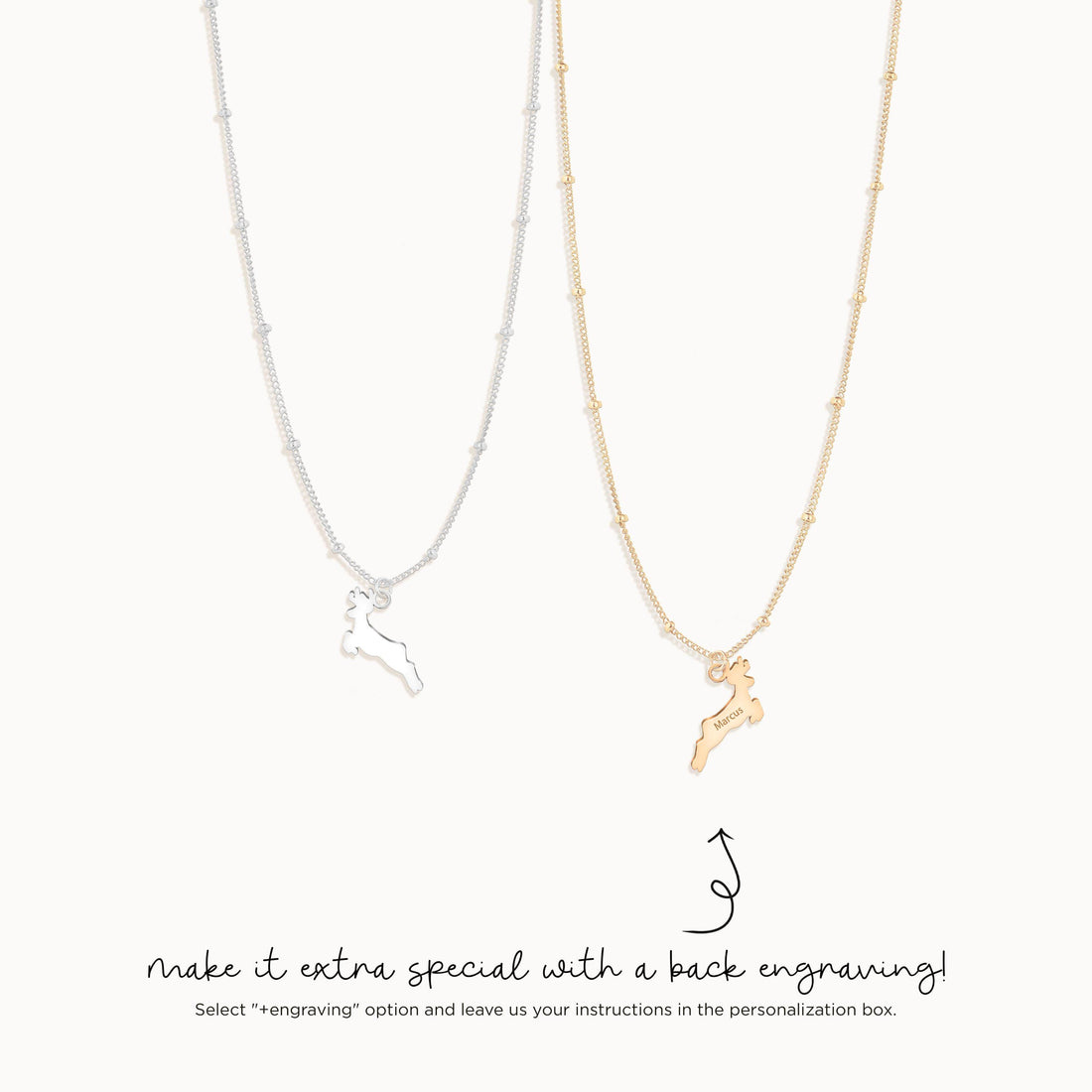 Reindeer Pendant Beady Necklace