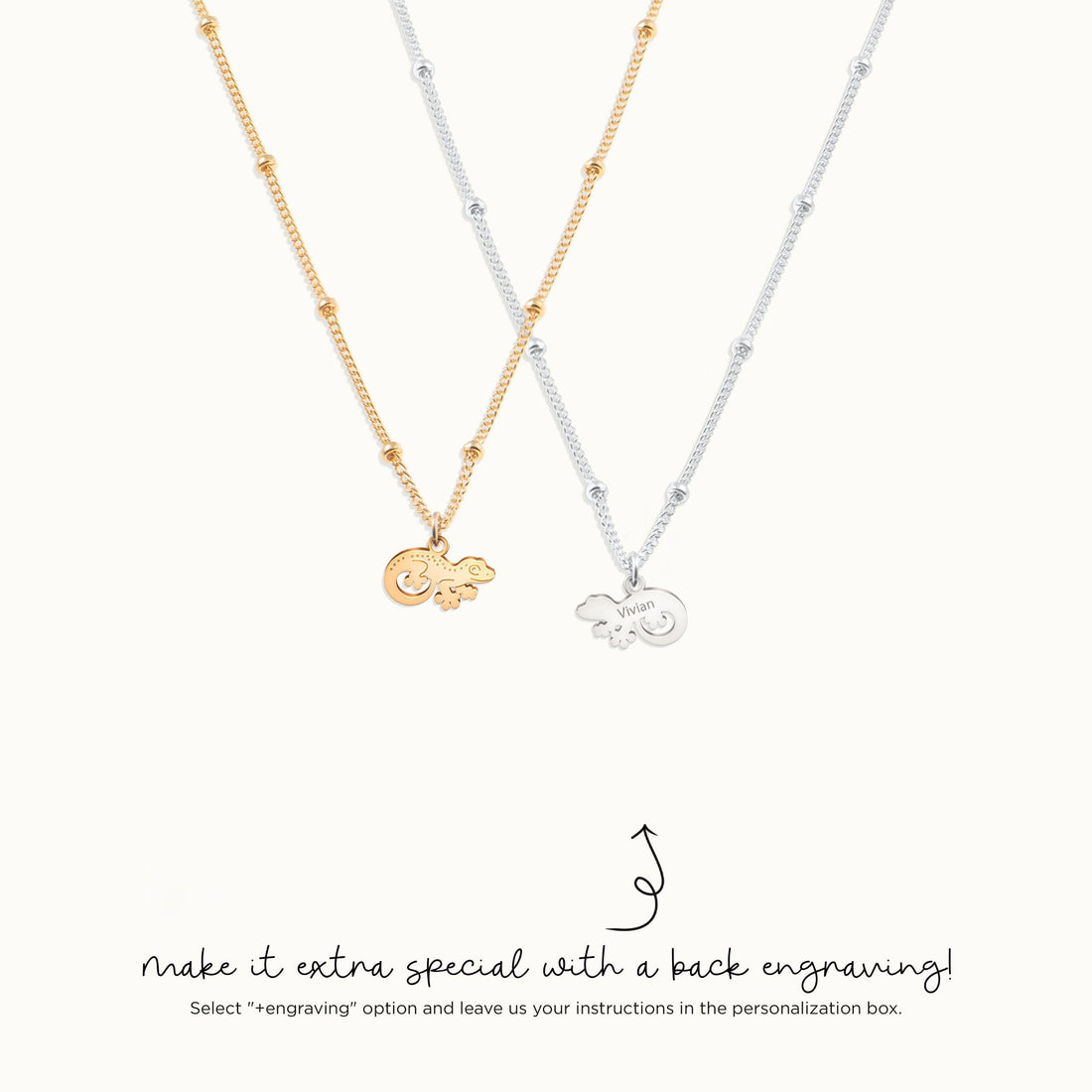 Gecko Pendant Beady Necklace