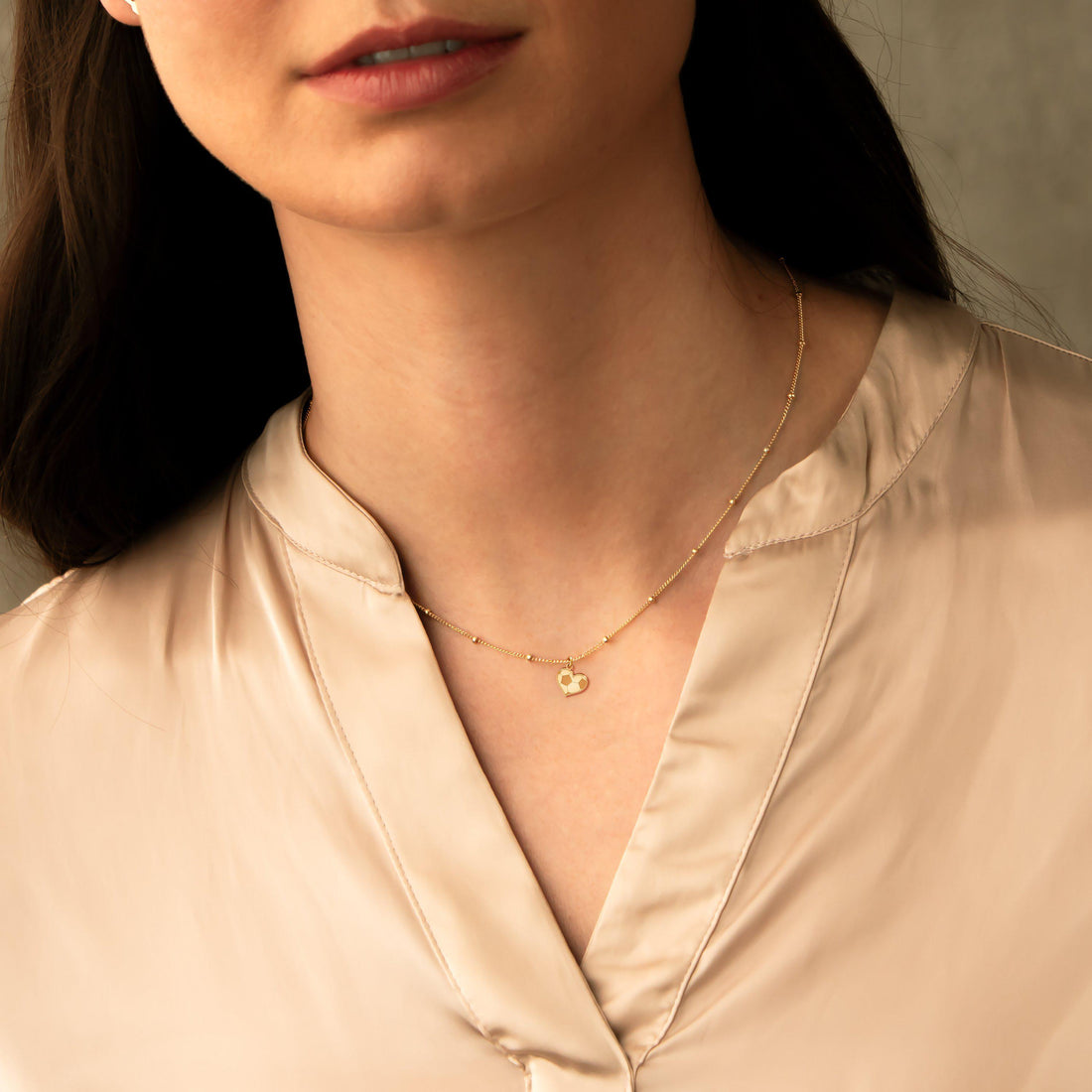 Heart Soccer Ball Beady Necklace